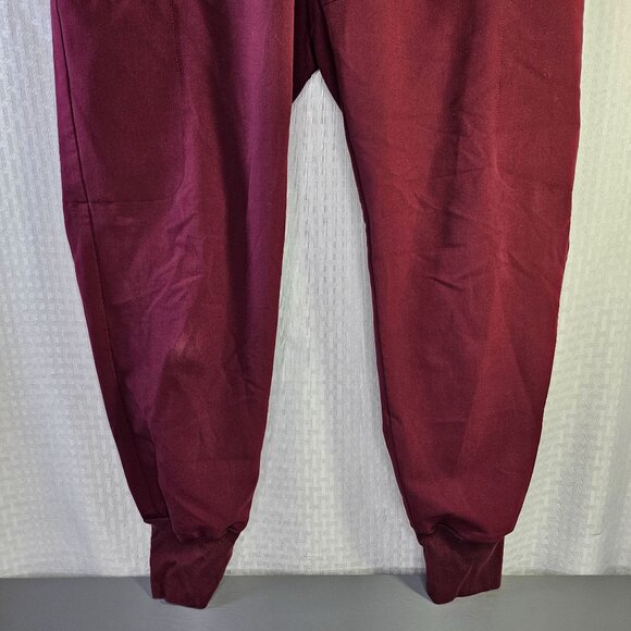 Figs Burgundy Jogger Scrub Pants With Drawstring Waist and pockets - Picture 3 of 10